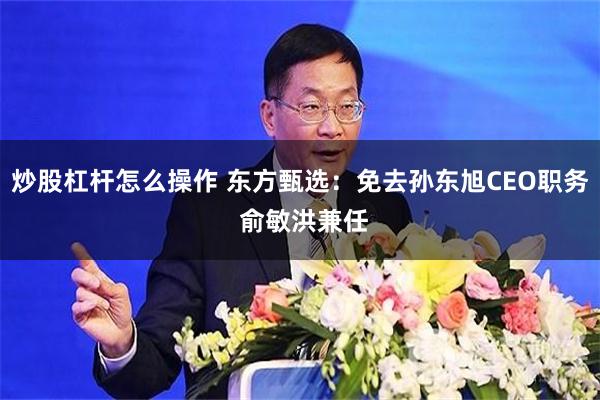 炒股杠杆怎么操作 东方甄选：免去孙东旭CEO职务 俞敏洪兼任